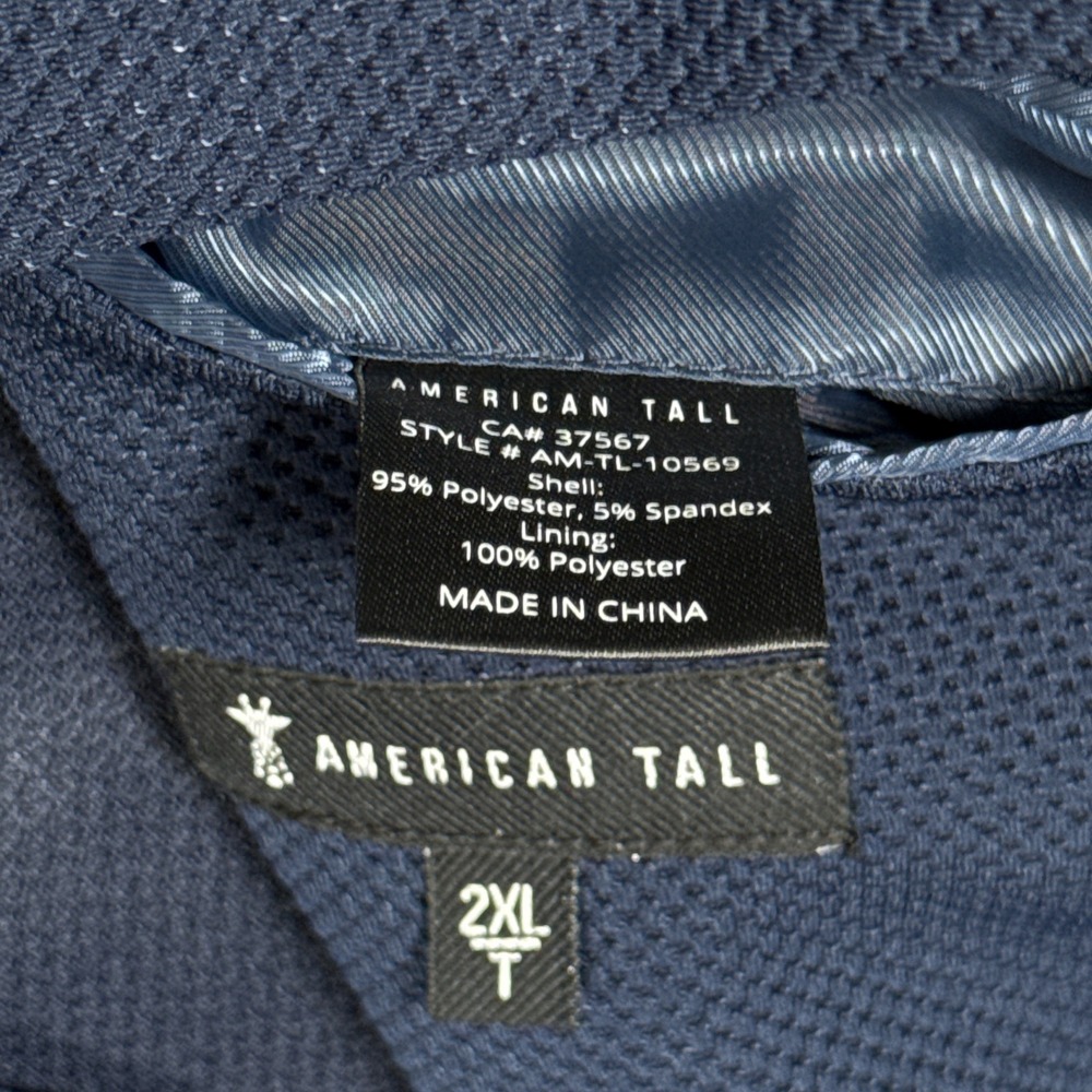 American Tall Blazer Mens 2XLT Everyday Performance Navy Blue Knit Lightweight - Picture 6 of 12